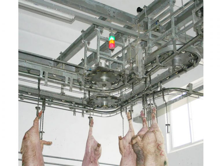 Hanging bleeding conveyor & shackle pig hog swine abattoir equipment