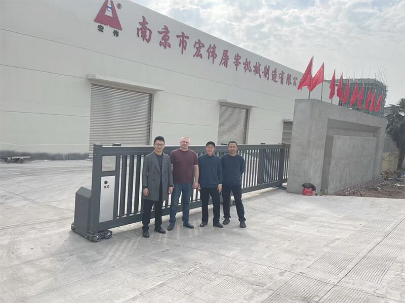 Russian delegation inspecting HW Machinery cattle rotary slaughter box 2